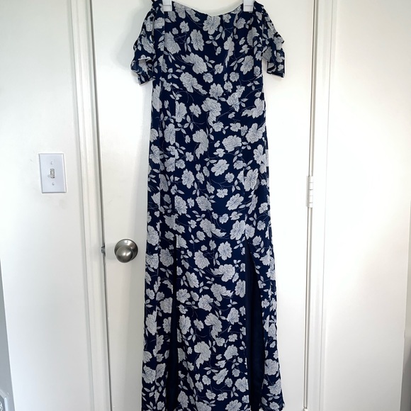 Lucca Couture off the shoulder maxi dress navy with floral print - Size Medium - Picture 4 of 7